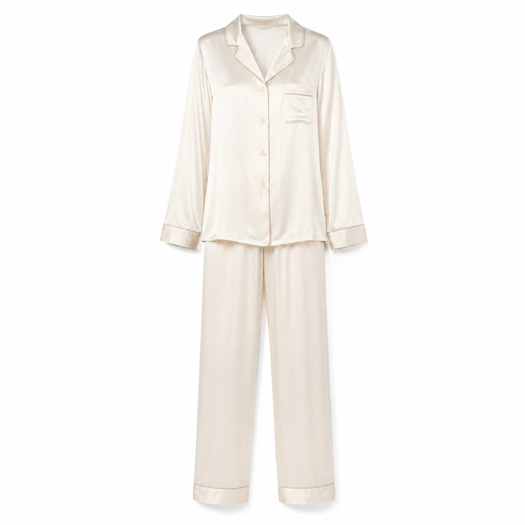 Pyjama Perle – Ensemble de nuit satiné à coupe intemporelle