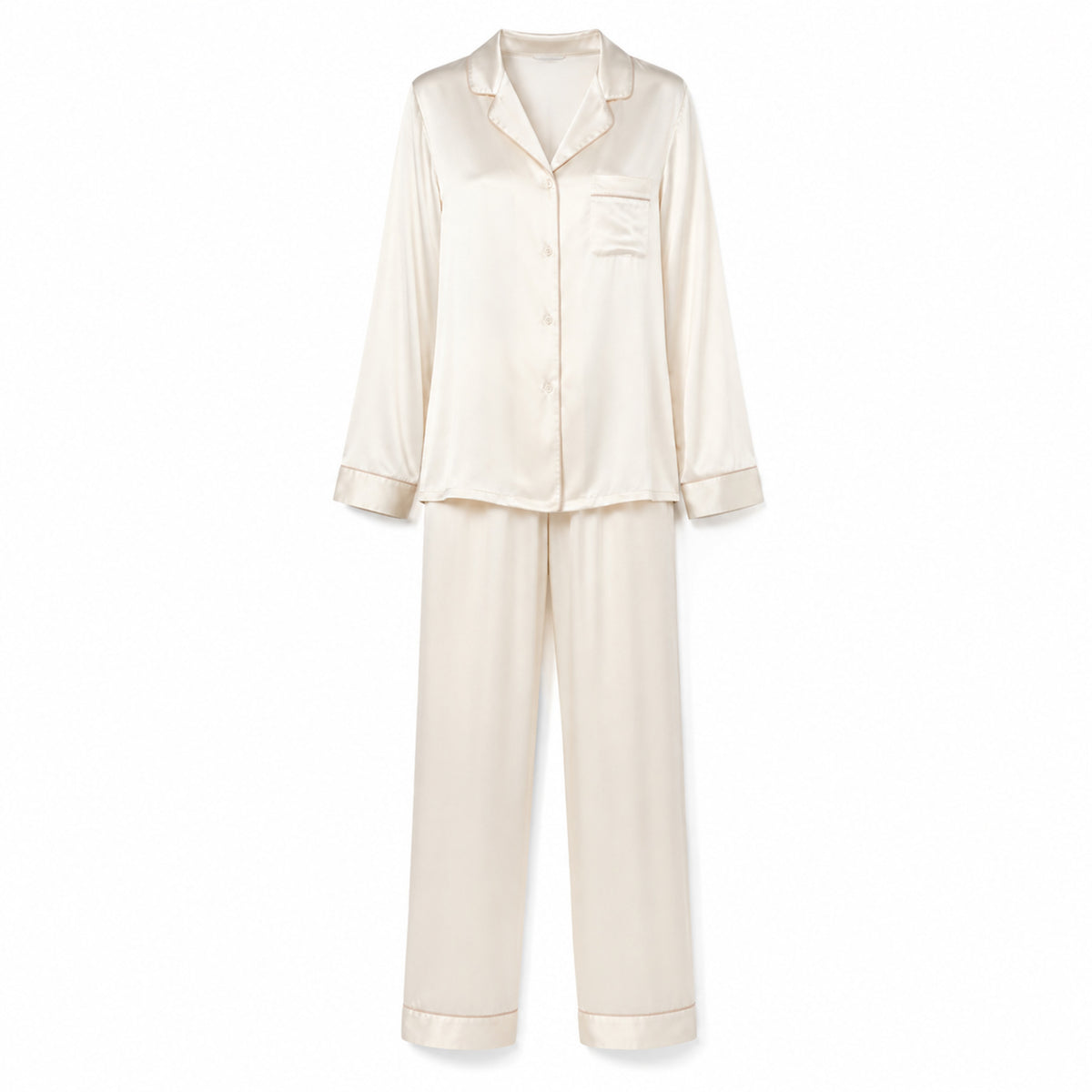 Pyjama Perle – Ensemble de nuit satiné à coupe intemporelle