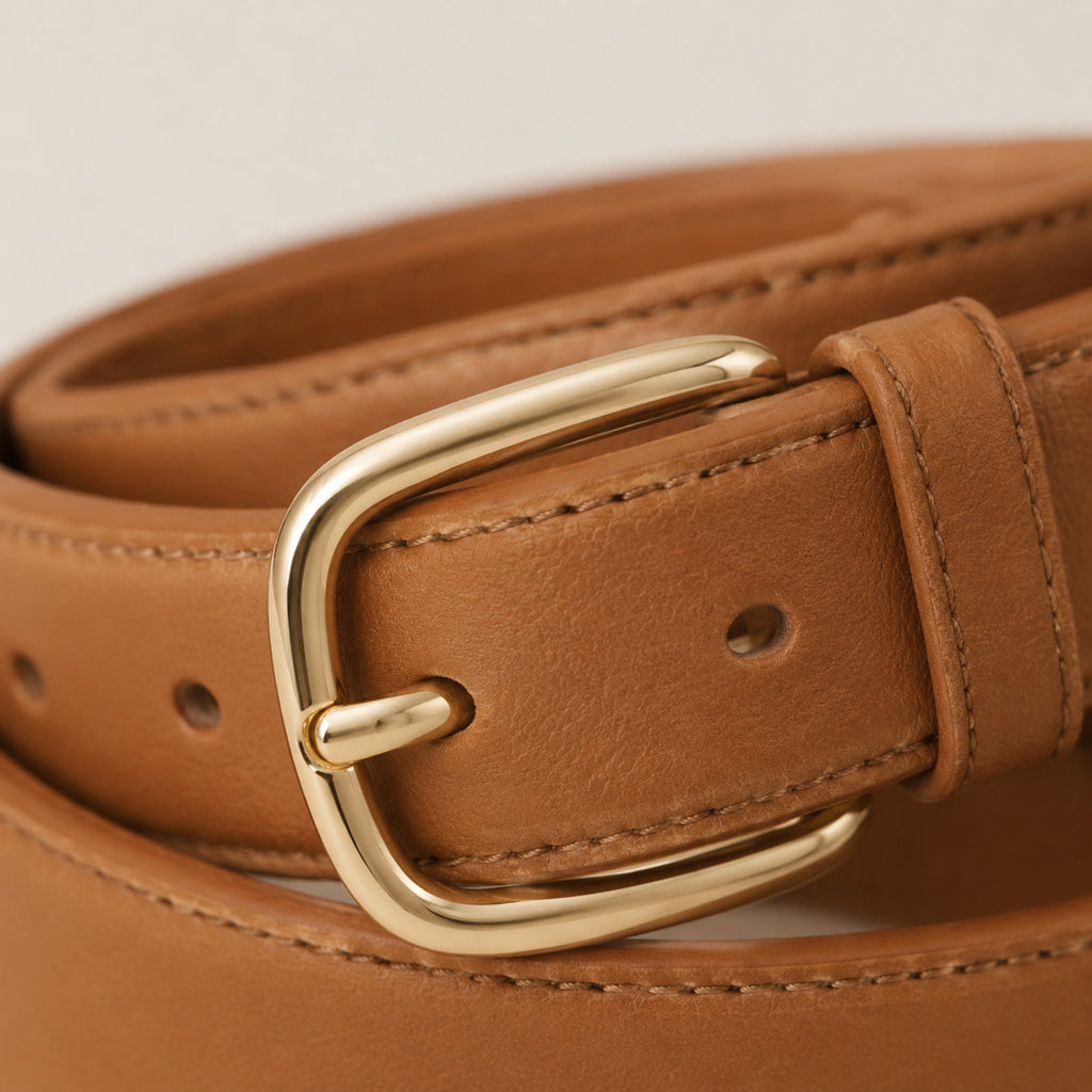 Ceinture Vendôme – Ceinture fine en cuir à boucle dorée minimaliste
