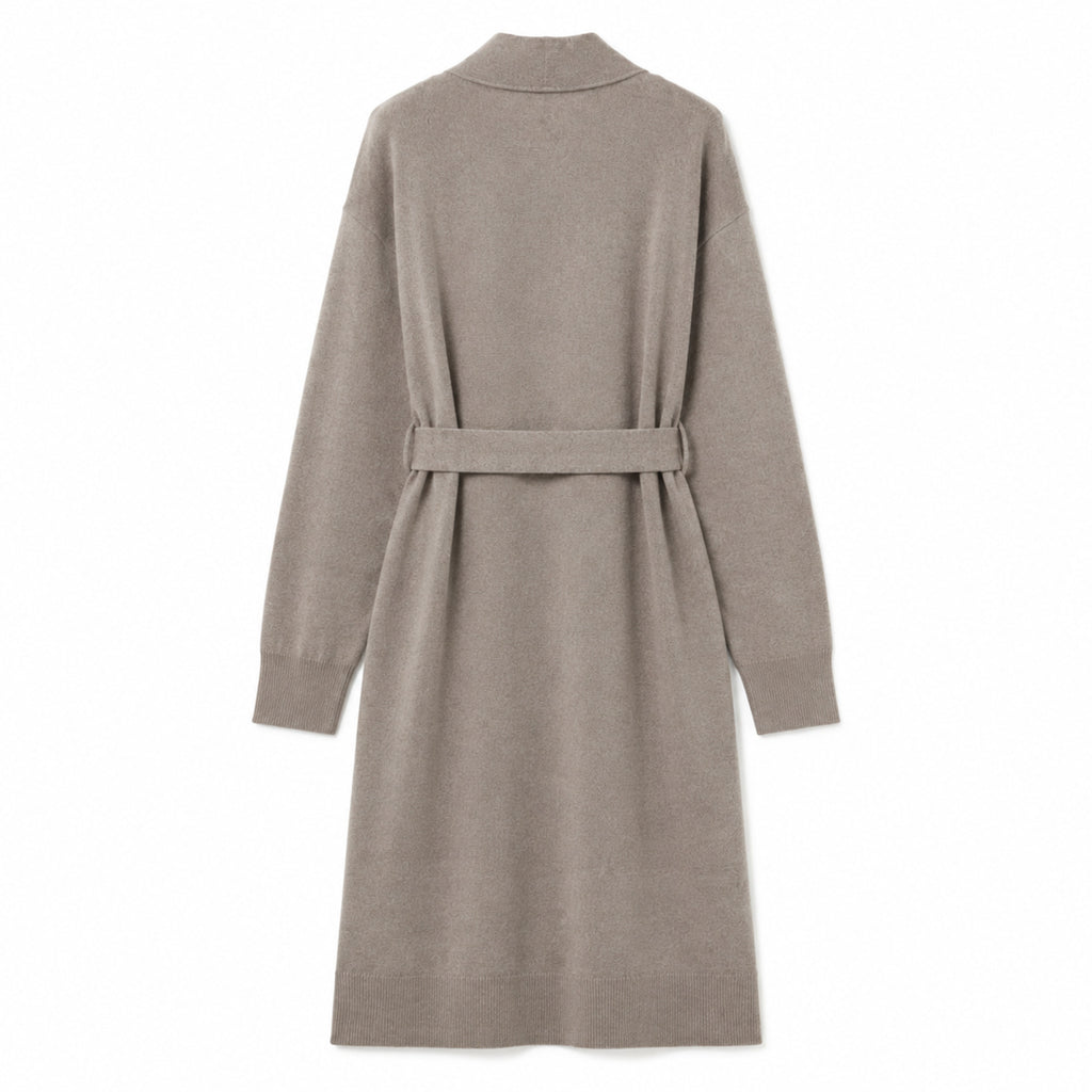 Cardigan Maison – Long gilet d’intérieur ceinturé en maille douce