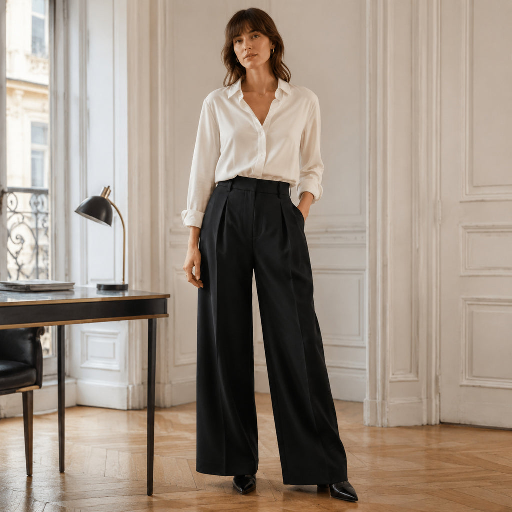 Pantalon Invalides – Pantalon tailleur ample à taille haute