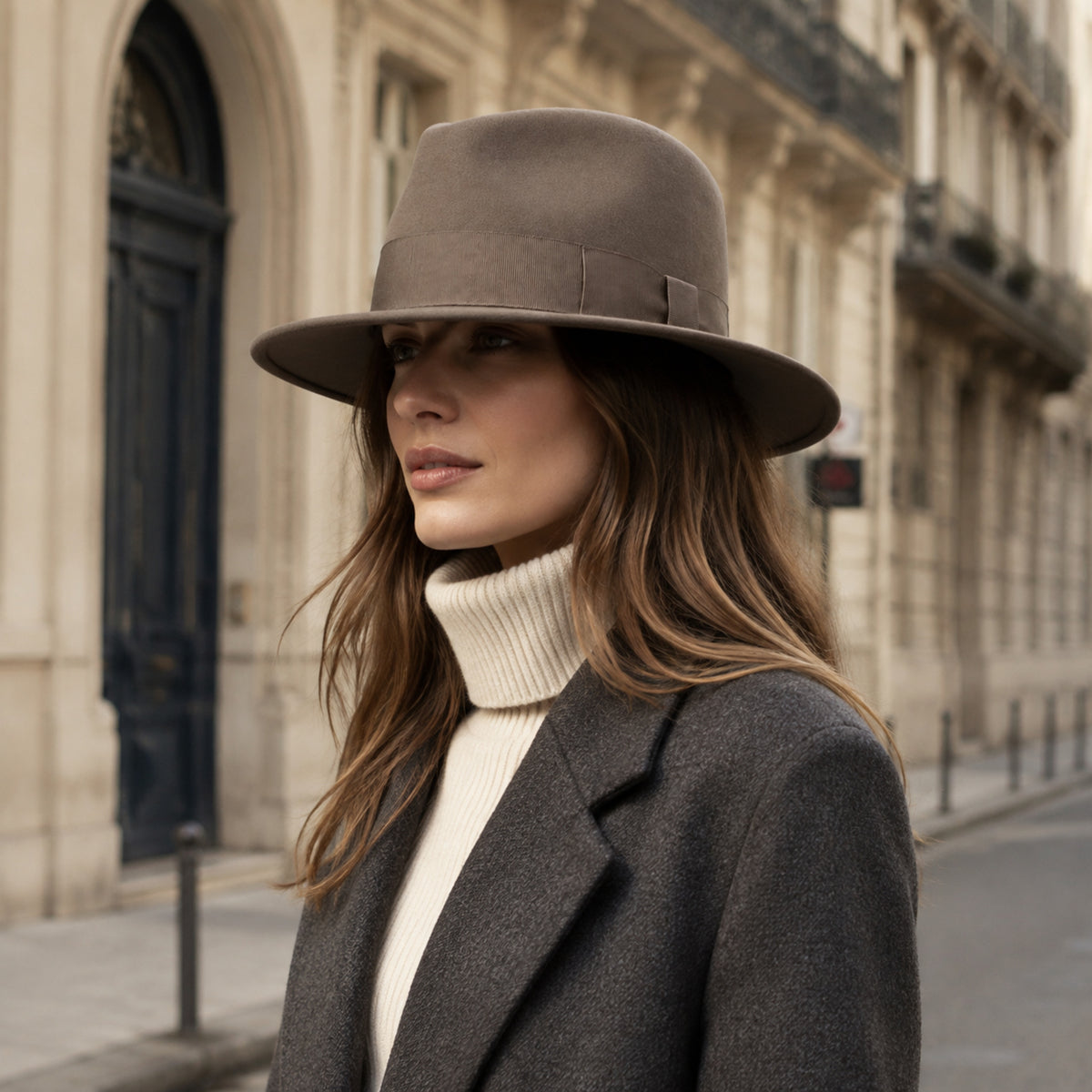Chapeau Deauville – Chapeau structuré à large bord et ruban ton sur ton