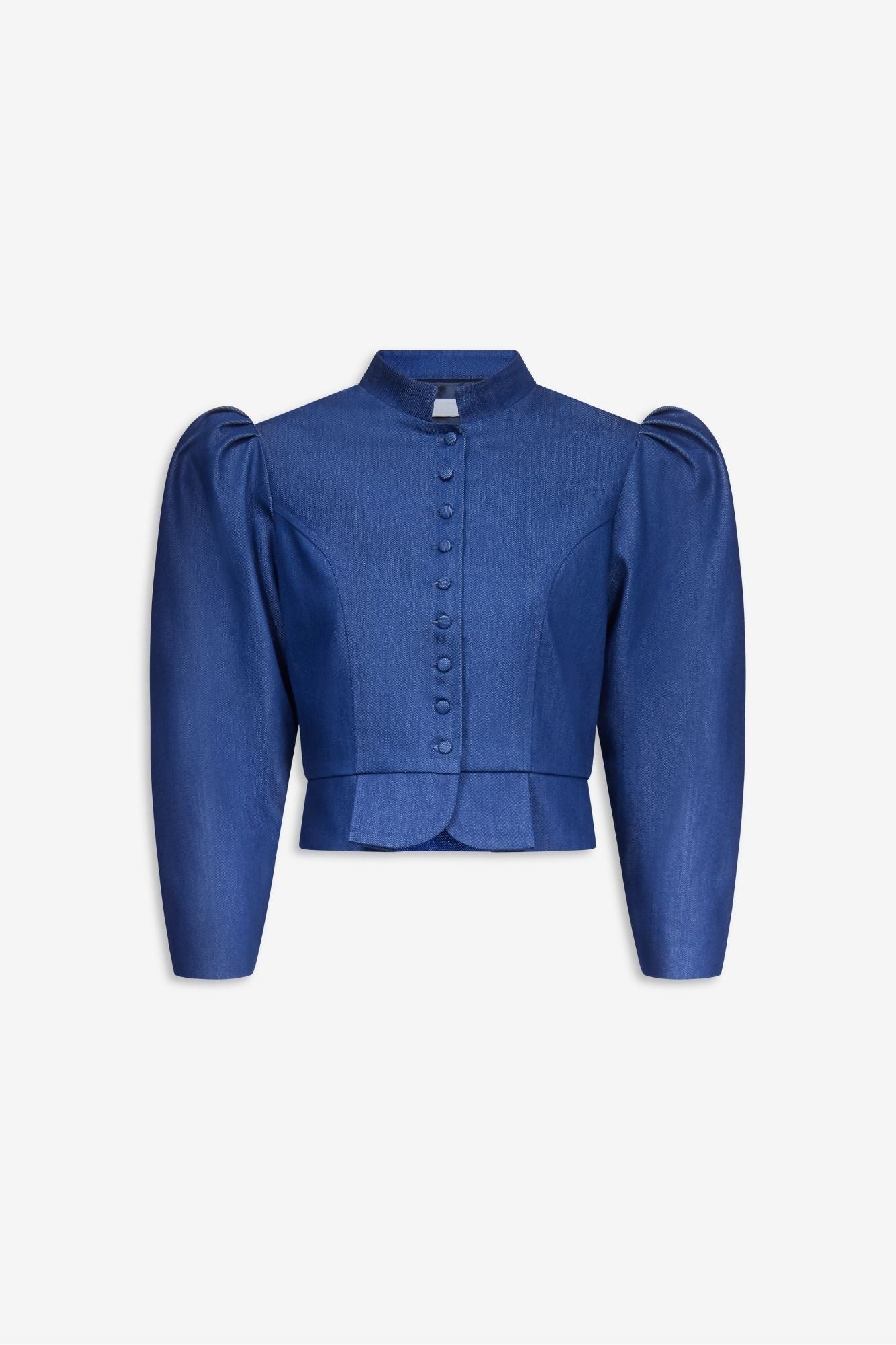 Blue denim puff sleeve jacket