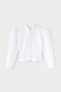 White cotton puff sleeve jacket