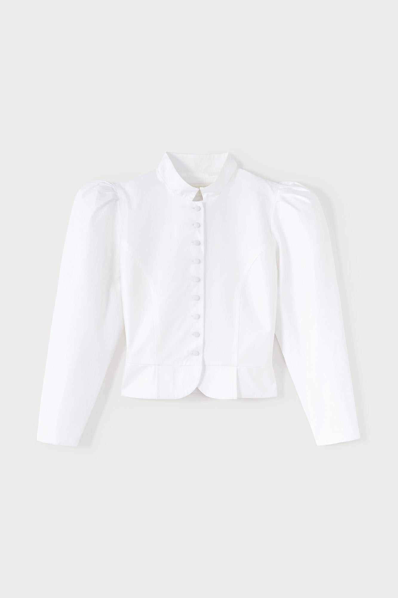 White cotton puff sleeve jacket