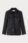 Black utility button-front jacket