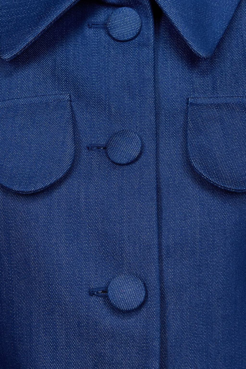 Blue denim utility button-front jacket