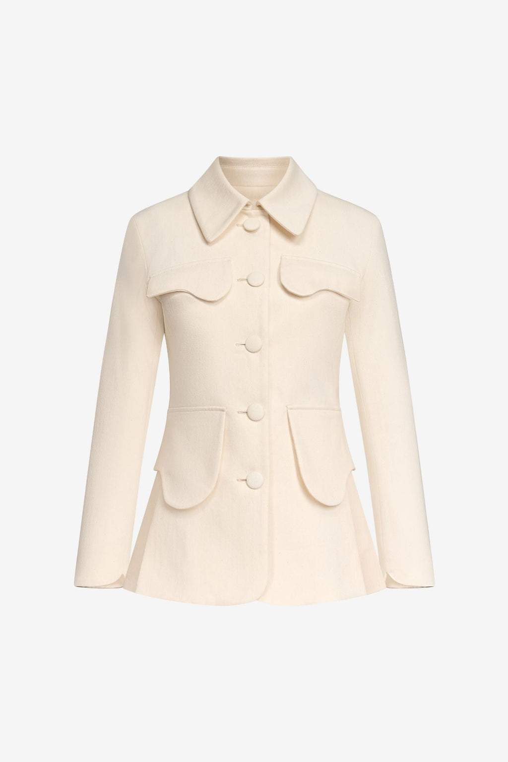 Denim ecru utility button-front jacket