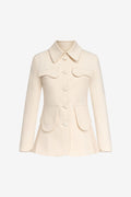 Denim ecru utility button-front jacket