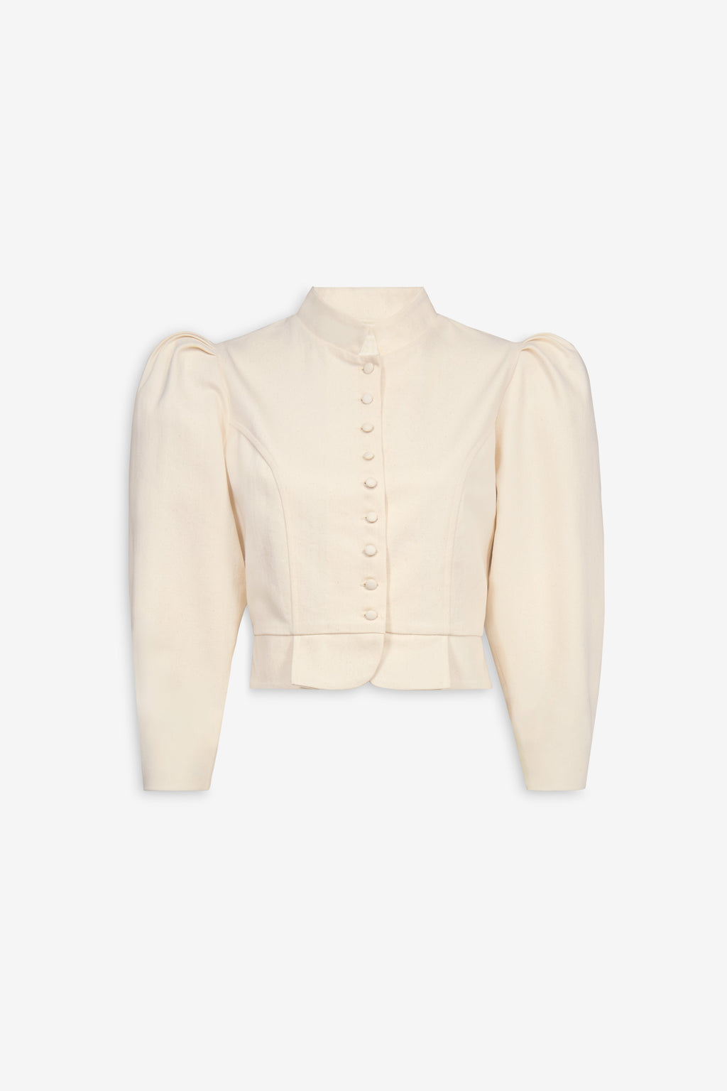 Denim ecru puff sleeve jacket