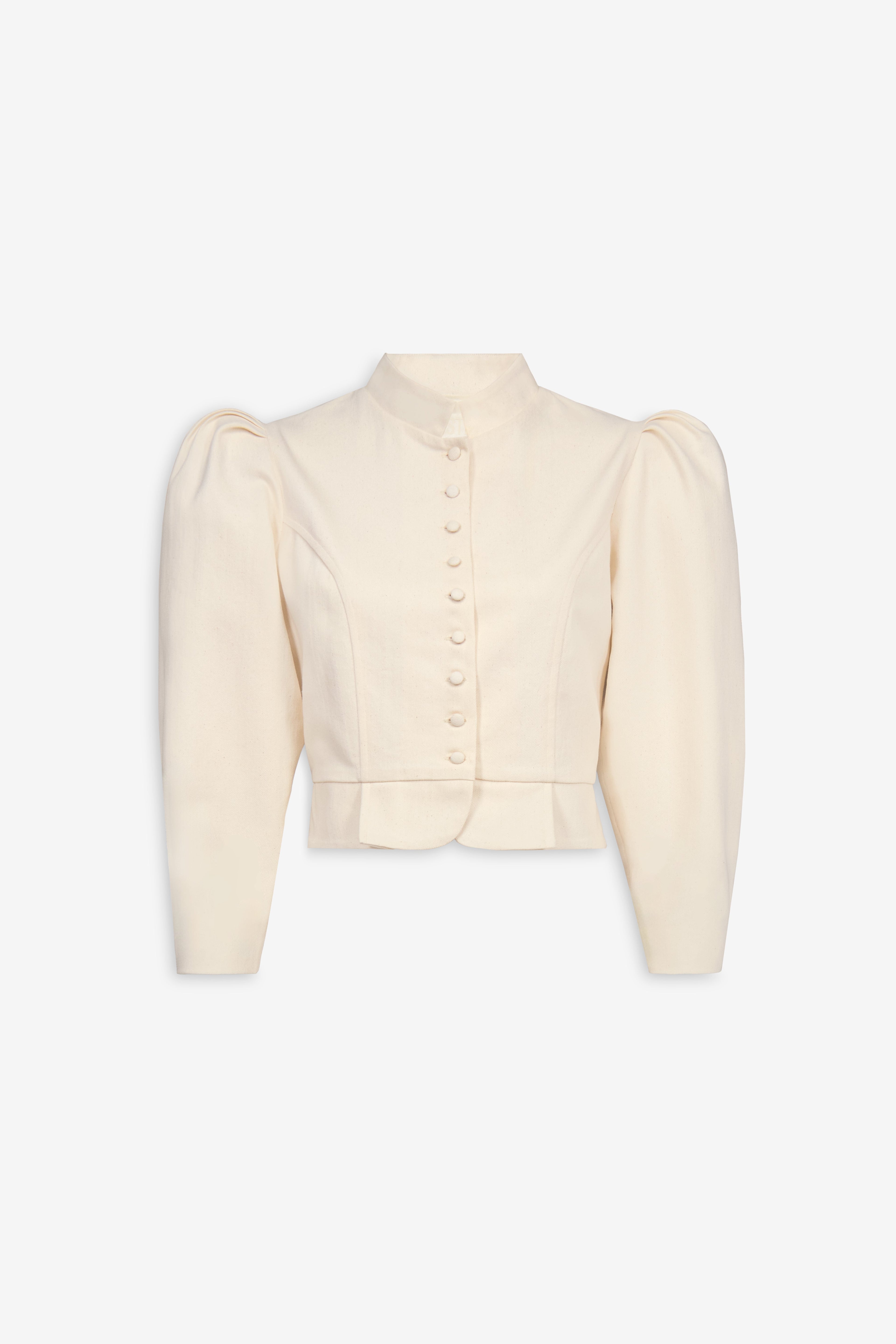 Denim ecru puff sleeve jacket
